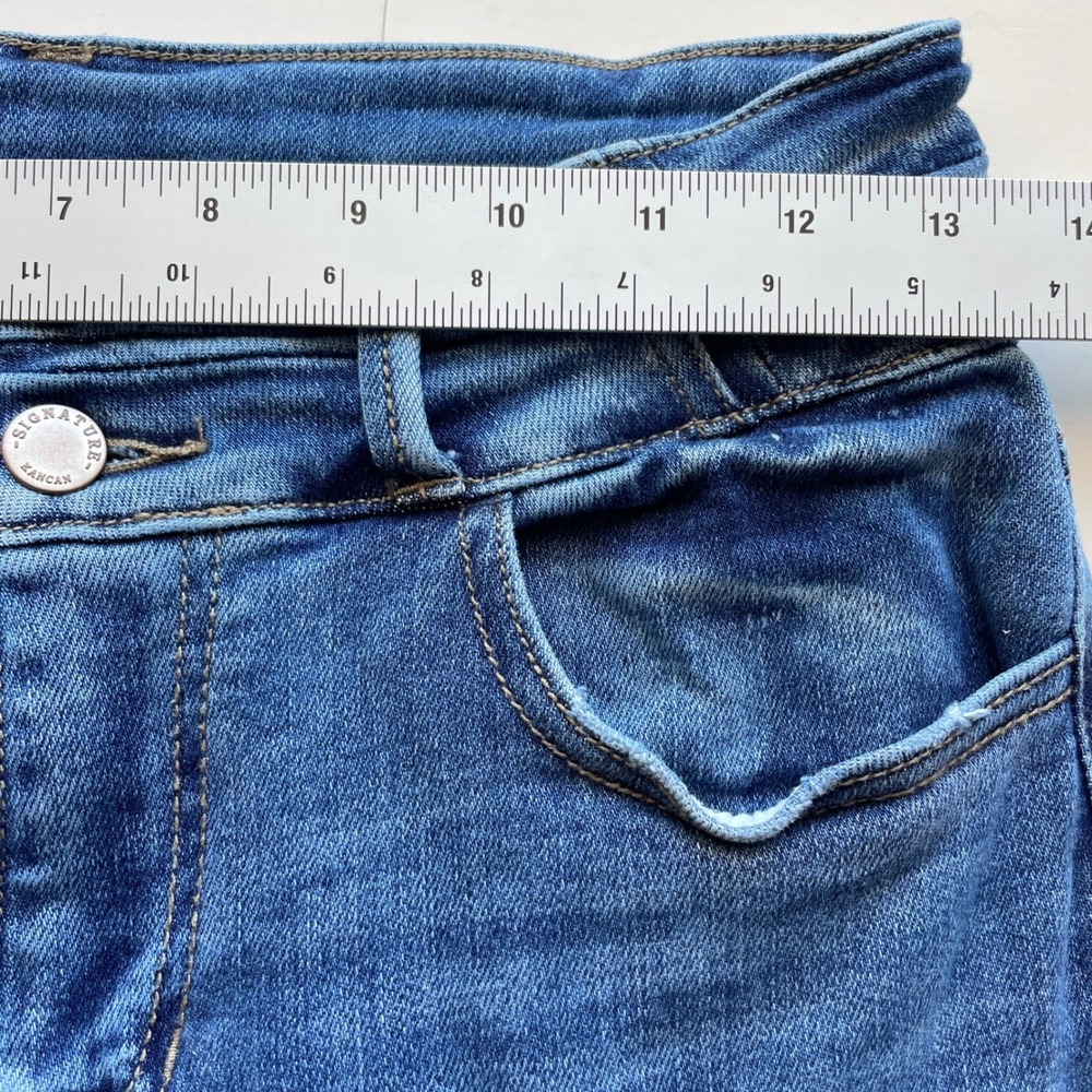 Kancan High Rise Super Flare Jeans Womens Size 27 Frayed Hem Medium Wash Retro - Picture 5 of 11